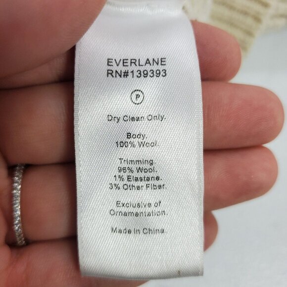 Everlane Womens Felted Merino Wool Double Breasted Cardigan Size M Ivory Ribbed - Picture 5 of 10